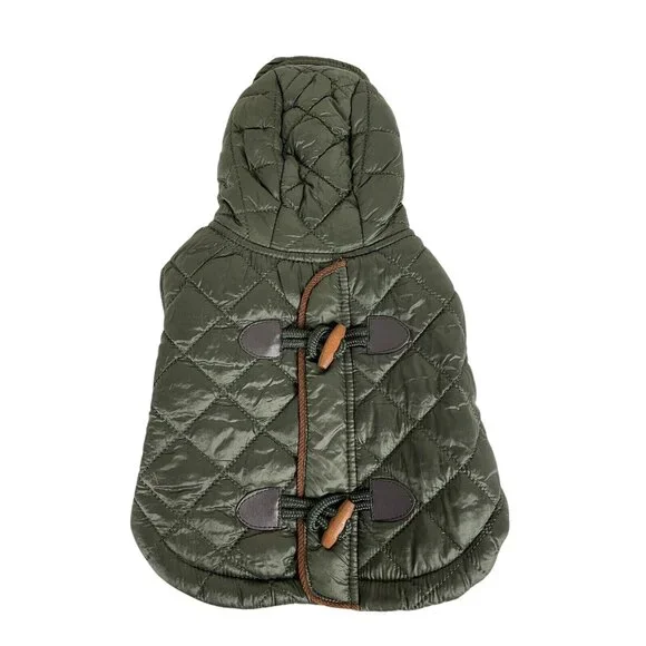 Nautica Pet Dog Jacket Hooded Puffer Fleece Vest XS Dark Green Preppy Classic - Picture 1 of 7